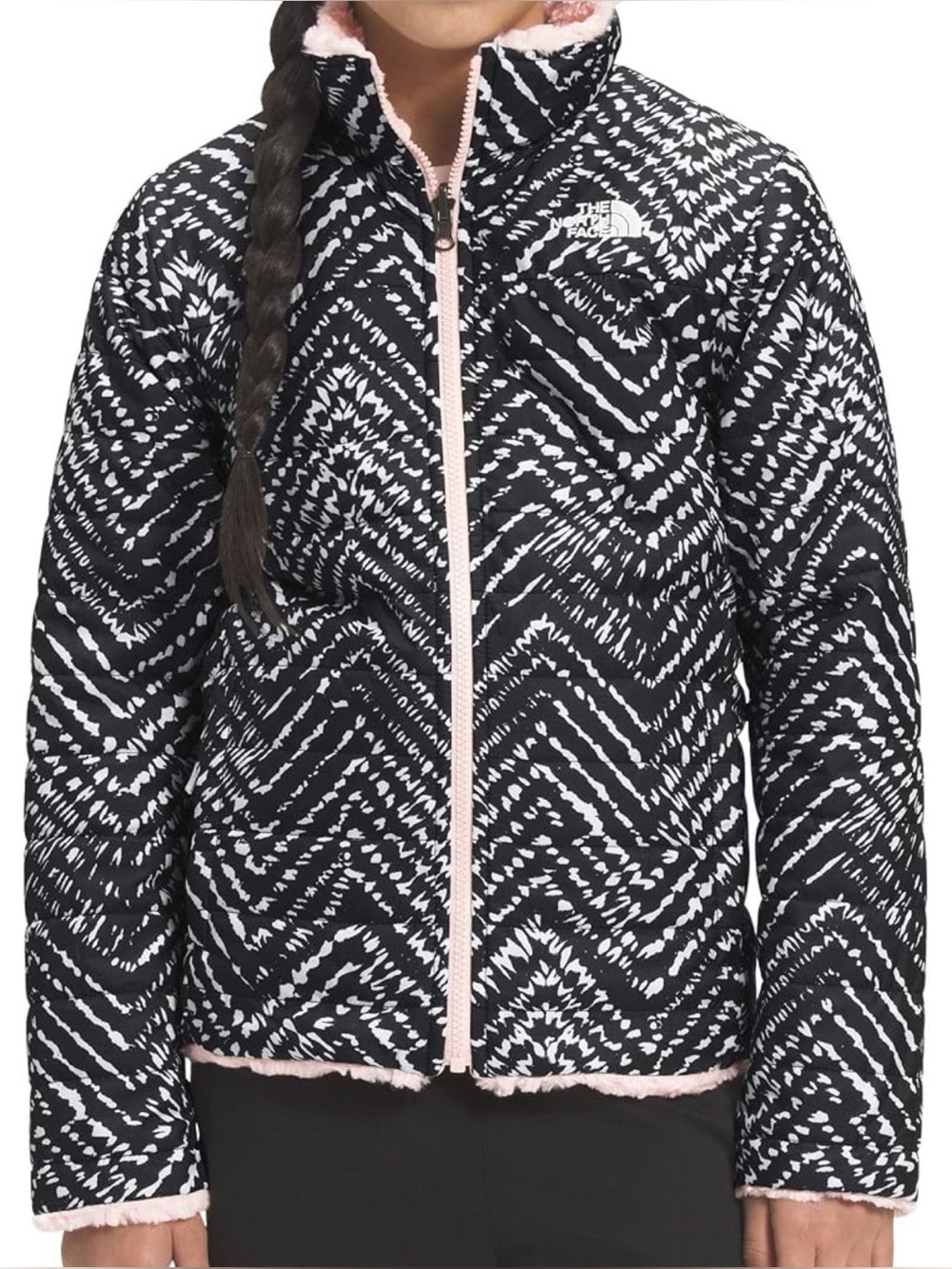 The North Face Girl’s Puffer Jacket with Pink Trim - Reversible- Size L